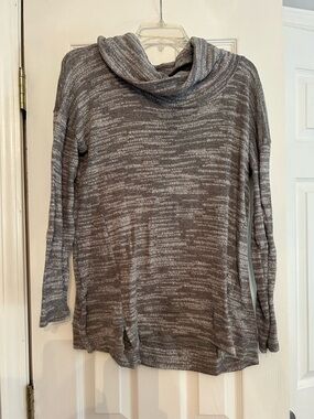 aerie Gray Marled Cowl Neck Sweater